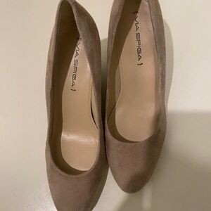 Via Spiga Women's Beige Suede Heels